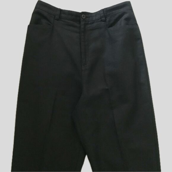 Vintage Liz Claiborne Black Linen Cotton Mid Rise Classic Pleated Trousers - M - Picture 2 of 8